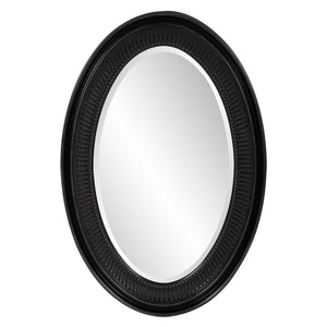 Howard Elliott Ethan Mirror - Elegant Oval Design With Grooved Frame, Perfect For Any Room Décor And Style Black Polyurethane 2110bl-howard-elliott
