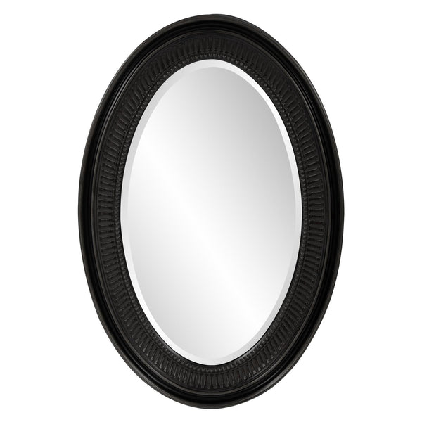 Howard Elliott Ethan Mirror - Elegant Oval Design With Grooved Frame, Perfect For Any Room Décor And Style Black Polyurethane 2110bl-howard-elliott