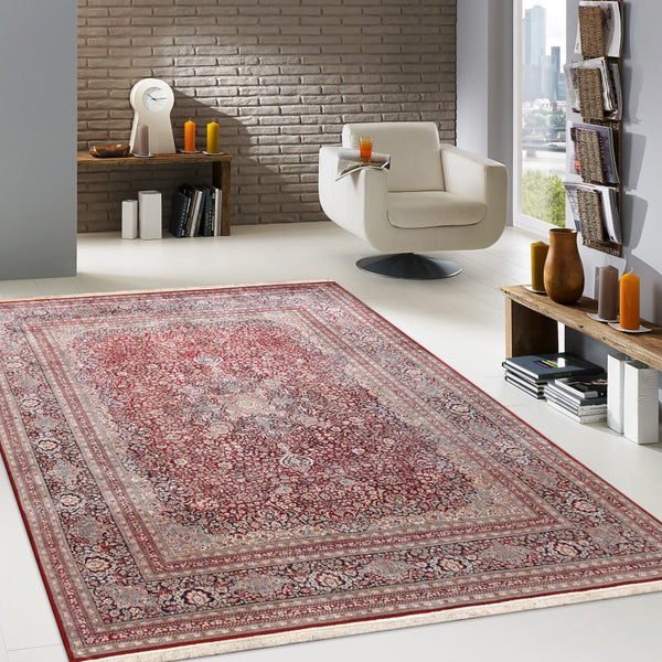 Pasargad Home Azerbaijan Collection Hand-Knotted Silk Area Rug - Luxurious Floral Design, 9'3" x 12'1"