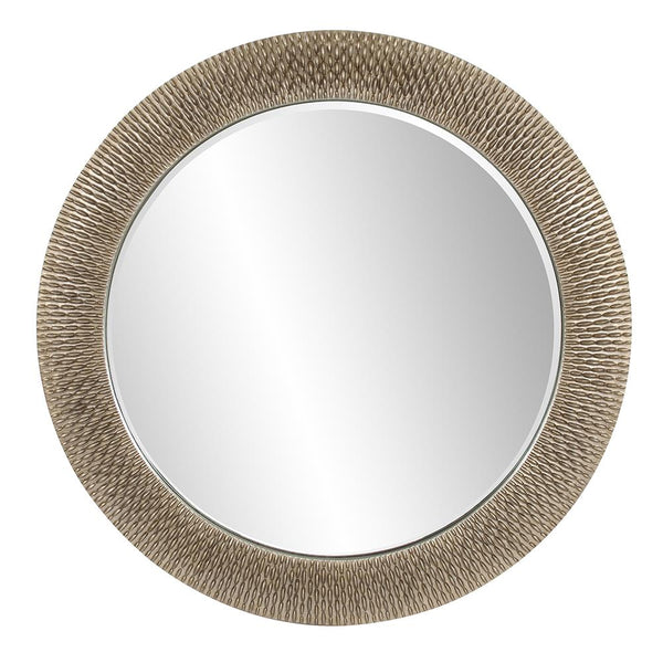 Howard Elliott Bergman Mirror - Oversized Round Frame With Textured Ribbed Design For A Stunning Home Accent Silver Polyurethane 21117-howard-elliott