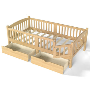 English Elm Metal Twin Over Full Bunk Bed White Steel Frame Space Saving Slat Support for Teens Natural W1580P383110