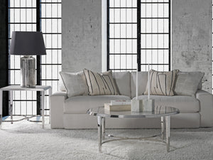 Lexington Artistica Home Ss Sangiovese End Table – Italian-inspired Design With Polished Stainless Steel And Unique Travertine Top Stainless Steel Wood 2112-959