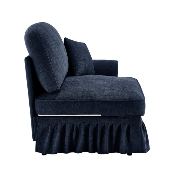 English Elm Sofa Rsf Chenille Sectional with Floral Backrest and Detachable Ruffle Skirt Design W3041P332620