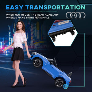 English Elm Aosom Licensed Audi 12v Electric Ride on Toy Car with Remote Suspension and Lights Blue W2225P229676