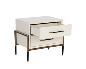Sunpan Weldrick Nightstand - Elegant Acacia Wood Design with Soft Closing Drawers and Stylish Metal Accents Oyster