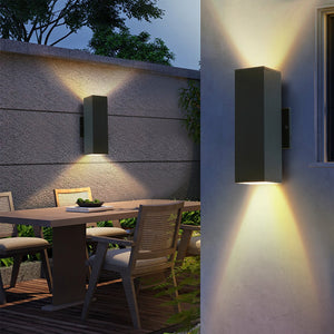 English Elm 2-Pack Modern Outdoor Wall Sconce Black Aluminum, Up/Down Weatherproof GU10 Fixtures 3000K Warm Light W2312P374836
