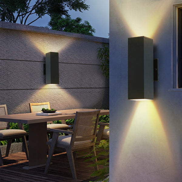 English Elm 2-Pack Modern Outdoor Wall Sconce Black Aluminum, Up/Down Weatherproof GU10 Fixtures 3000K Warm Light W2312P374836