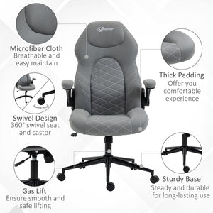 English Elm Vinsetto Gaming Chair With Flip Up Arm, High Back Desk Computer Chair, Gamer Chair With Adjustable Height and Swivel Wheel , Light Gray