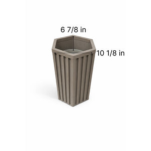 English Elm Hexagon Column Aluminum Outdoor Planter Geometric Architectural Patio Entryway Accent Brown Grey B2755P462187
