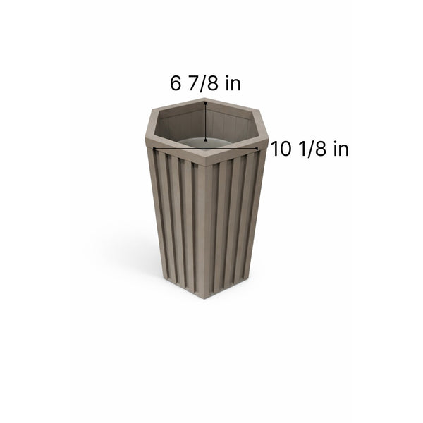 English Elm Hexagon Column Aluminum Outdoor Planter Geometric Architectural Patio Entryway Accent Brown Grey B2755P462187