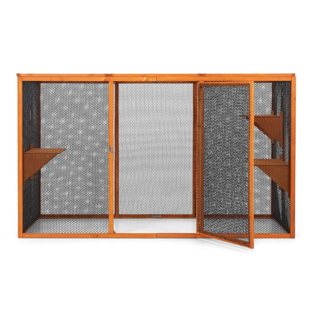 English Elm Detachable Cat Enclosure with Waterproof Roof Three Climb Platforms Patio Ready W2181P181958