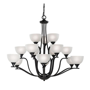 Thomas Lighting Bristol Lane 3-Light Chandelier with Oil Rubbed Frame and White Glass Dome Shades Bronze 45 inches 2115CH/10