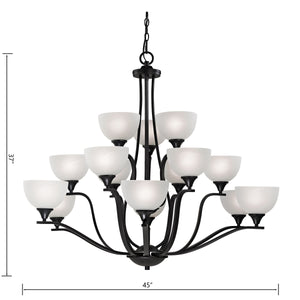 Thomas Lighting Bristol Lane 3-Light Chandelier with Oil Rubbed Frame and White Glass Dome Shades Bronze 45 inches 2115CH/10