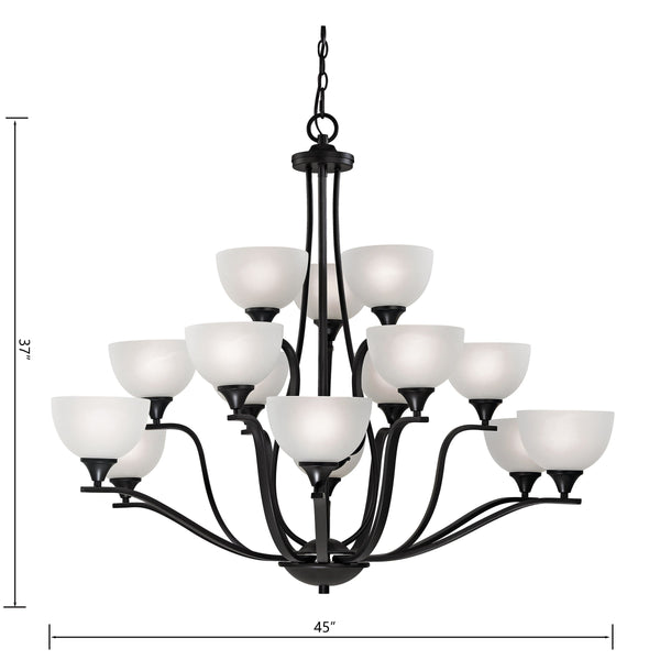 Thomas Lighting Bristol Lane 3-Light Chandelier with Oil Rubbed Frame and White Glass Dome Shades Bronze 45 inches 2115CH/10