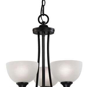 Thomas Lighting Bristol Lane 3-Light Chandelier with Oil Rubbed Frame and White Glass Dome Shades Bronze 45 inches 2115CH/10