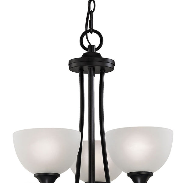Thomas Lighting Bristol Lane 3-Light Chandelier with Oil Rubbed Frame and White Glass Dome Shades Bronze 45 inches 2115CH/10