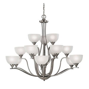 Thomas Lighting Bristol Lane 3-Light Chandelier with Oil Rubbed Frame and White Glass Dome Shades Nickel 45 inches 2115CH/20