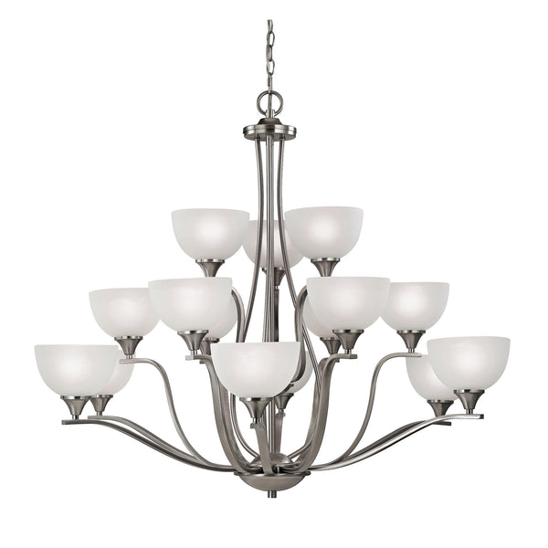Thomas Lighting Bristol Lane 3-Light Chandelier with Oil Rubbed Frame and White Glass Dome Shades Nickel 45 inches 2115CH/20