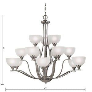 Thomas Lighting Bristol Lane 3-Light Chandelier with Oil Rubbed Frame and White Glass Dome Shades Nickel 45 inches 2115CH/20