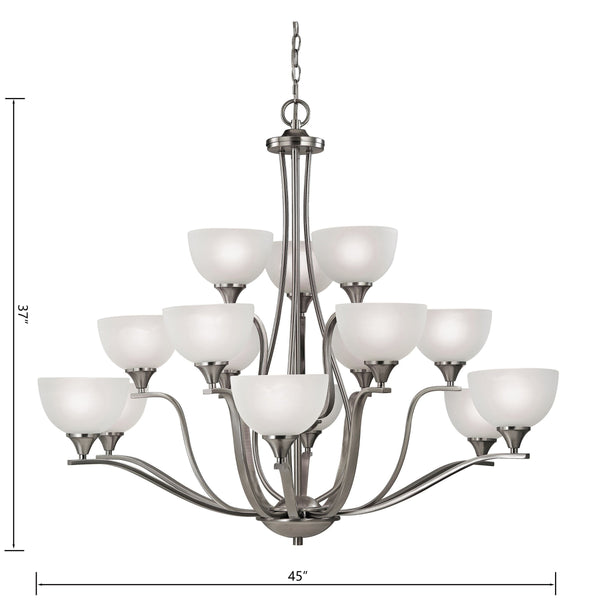 Thomas Lighting Bristol Lane 3-Light Chandelier with Oil Rubbed Frame and White Glass Dome Shades Nickel 45 inches 2115CH/20