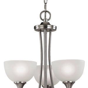 Thomas Lighting Bristol Lane 3-Light Chandelier with Oil Rubbed Frame and White Glass Dome Shades Nickel 45 inches 2115CH/20