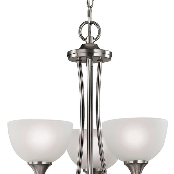 Thomas Lighting Bristol Lane 3-Light Chandelier with Oil Rubbed Frame and White Glass Dome Shades Nickel 45 inches 2115CH/20