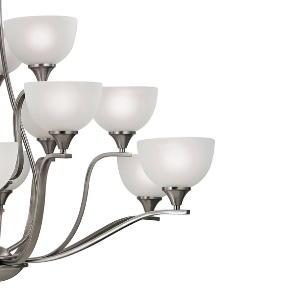 Thomas Lighting Bristol Lane 3-Light Chandelier with Oil Rubbed Frame and White Glass Dome Shades Nickel 45 inches 2115CH/20