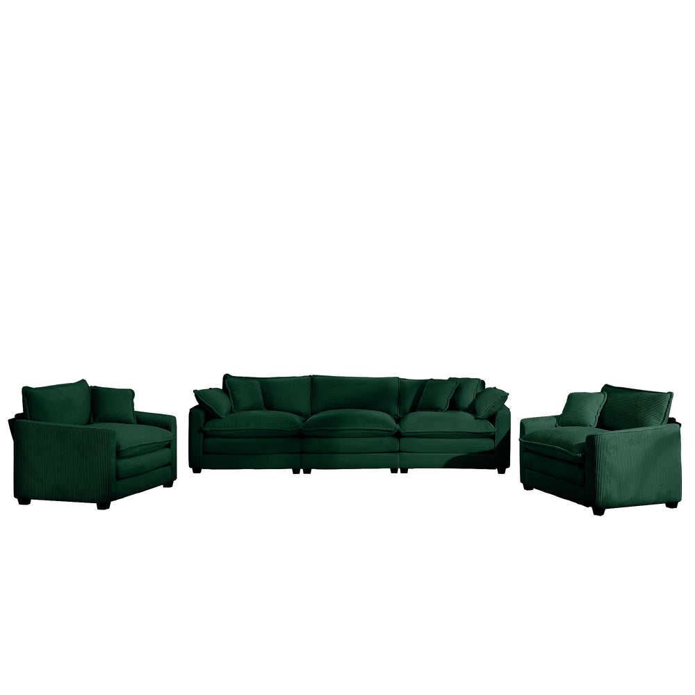 English Elm Luxurious Corduroy Sofa Set: Elegant 3-Seater & 2 Single Sofas For Stylish Living Rooms & Clubs W714S00806