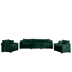 English Elm Luxurious Corduroy Sofa Set: Elegant 3-Seater & 2 Single Sofas For Stylish Living Rooms & Clubs W714S00806