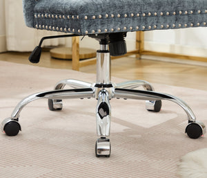 English Elm A&A Tufted Chenille Office Chair with Gold Chrome Base, Plush High-Rebound Cushion for Comfort Light Blue W1143P366774