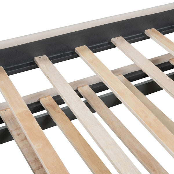 English Elm Twin Upholstered Daybed with Pull-Out Trundle and 3 Drawers, Velvet Finish, Solid Frame, Slat Kit Included Beige SF000147AAA