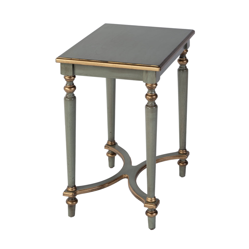 Butler Specialty Company Tyler Elegant Rectangular Wood Side Table With Unique Starburst Inlay Design Pastel Green Rubberwood,Cherry,Maple And Walnut Veneers,Mdf 2116482-butler