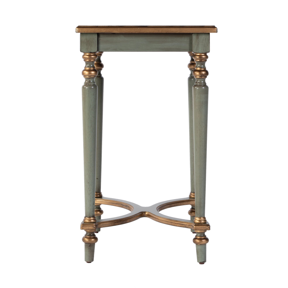 Butler Specialty Company Tyler Elegant Rectangular Wood Side Table With Unique Starburst Inlay Design Pastel Green Rubberwood,Cherry,Maple And Walnut Veneers,Mdf 2116482-butler