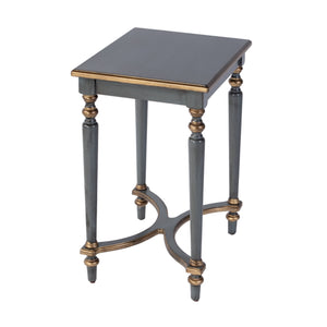 Butler Specialty Company Tyler Elegant Rectangular Wood Side Table With Unique Starburst Inlay Design Pastel Blue Rubberwood,Cherry,Maple And Walnut Veneers,Mdf 2116483-butler