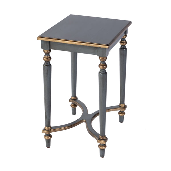 Butler Specialty Company Tyler Elegant Rectangular Wood Side Table With Unique Starburst Inlay Design Pastel Blue Rubberwood,Cherry,Maple And Walnut Veneers,Mdf 2116483-butler
