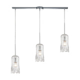 Hand Formed Glass 36'' Wide 3-Light Slim Linear Pendant - Polished Chrome 21165/3L Elk Lighting