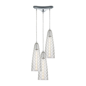 Glitzy 12'' Wide 3-Light Triangular Pendant - Polished Chrome with Clear Glass 21167/3 Elk Lighting