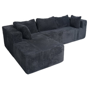 English Elm 100" Corduroy L-shaped Sectional with Deep Foam Seats for Cozy Living Spaces T5880S00025