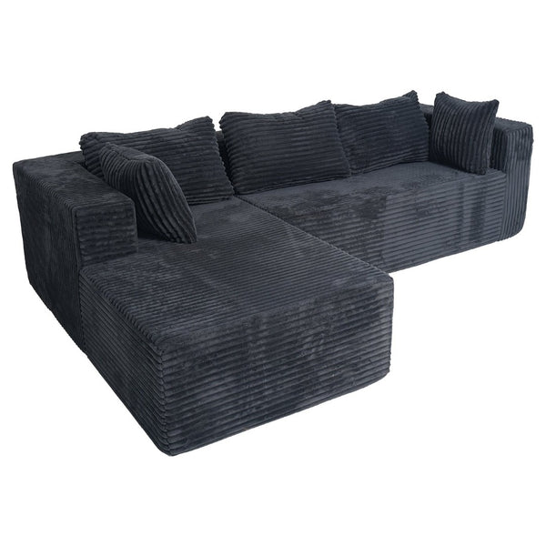English Elm 100" Corduroy L-shaped Sectional with Deep Foam Seats for Cozy Living Spaces T5880S00025