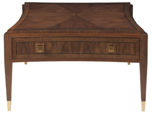 Lexington Artistica Home Chiavari Rectangular Cocktail Table - Elegant Walnut & Mahogany Design With Antique Brass Hardware Rich Clear Dark Brown Wood 2117-945