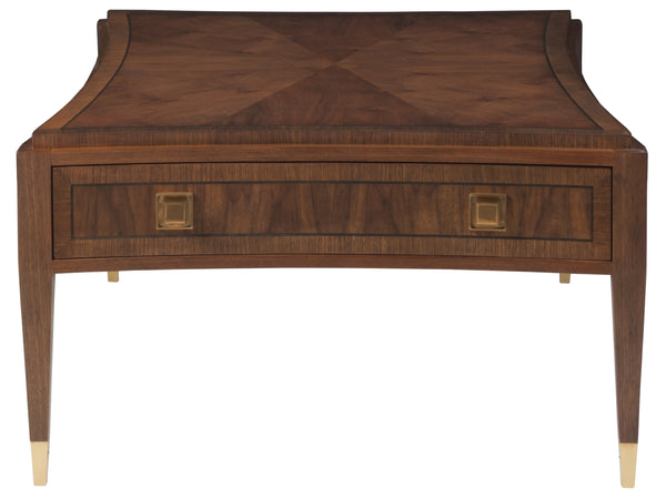 Lexington Artistica Home Chiavari Rectangular Cocktail Table - Elegant Walnut & Mahogany Design With Antique Brass Hardware Rich Clear Dark Brown Wood 2117-945