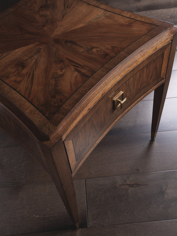 Lexington Artistica Home Chiavari Square End Table - Exquisite Walnut & Mahogany Craftsmanship With Antique Brass Hardware Rich Clear Dark Brown Wood 2117-957