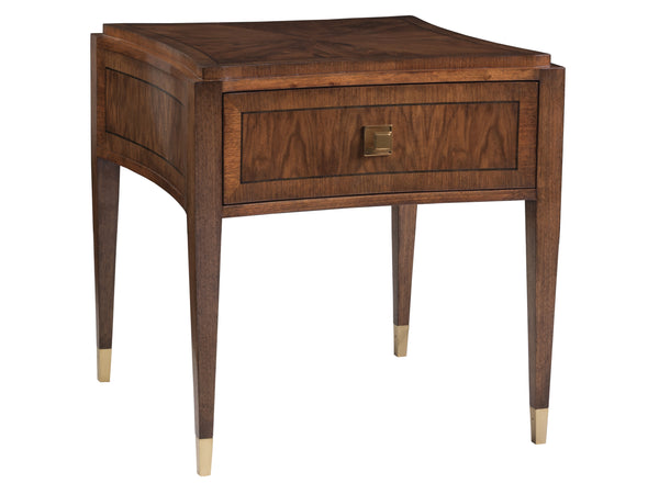 Lexington Artistica Home Chiavari Square End Table - Exquisite Walnut & Mahogany Craftsmanship With Antique Brass Hardware Rich Clear Dark Brown Wood 2117-957