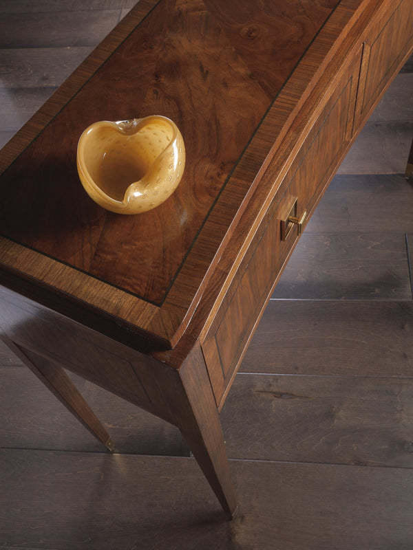 Lexington Artistica Home Chiavari Console Table - Elegant Bleached Walnut Finish With Unique Starburst Design And Brass Accents Rich Clear Dark Brown Wood 2117-966