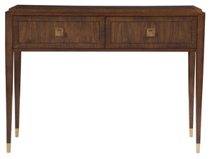 Lexington Artistica Home Chiavari Console Table - Elegant Bleached Walnut Finish With Unique Starburst Design And Brass Accents Rich Clear Dark Brown Wood 2117-966