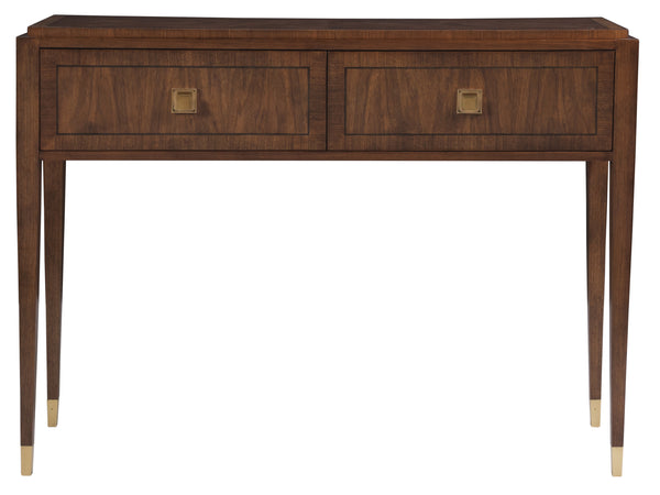 Lexington Artistica Home Chiavari Console Table - Elegant Bleached Walnut Finish With Unique Starburst Design And Brass Accents Rich Clear Dark Brown Wood 2117-966