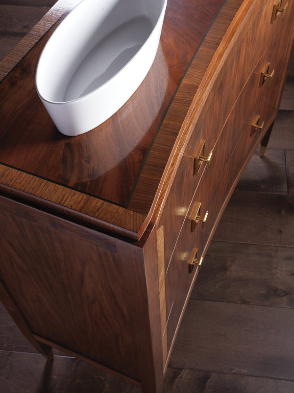 Lexington Artistica Home Chiavari Hall Chest - Exquisite Bleached Walnut Design With Brass Hardware For Timeless Elegance Rich Clear Dark Brown Wood 2117-973