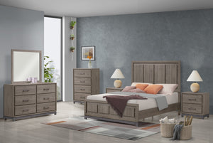 English Elm 1pc Contemporary 4-Drawer Storage Chest with Metal Handles and Luxe Metallic Accents for Bedroom Brown,Gray 61 L x 18.5 W x 38 H B2741P353149