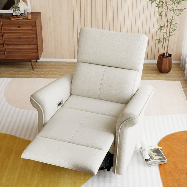 English Elm Power Power Swivel Rocker Recliner Chair with Wide Armrests, Dual USB Charging Ports, Compact Comfort Gray W1028S00054