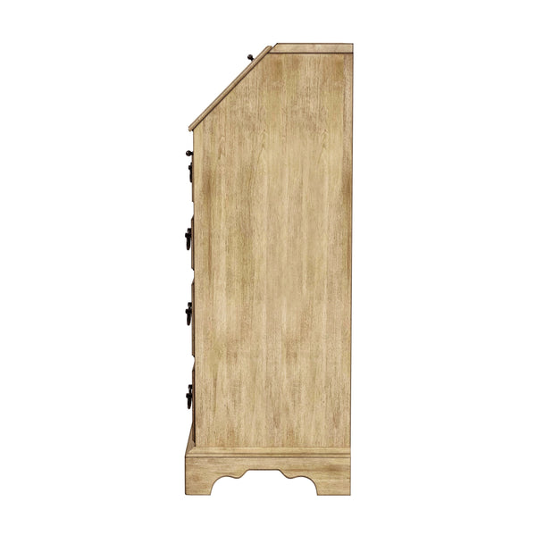 Butler Specialty Danforth Rectangular Wood 5 Drawer Secretary Desk With Drop Front, Stylish Storage For Home Offices Beige Rubberwood Solids,Mdf,Cherry Veneer,Nickel 2118424-butler